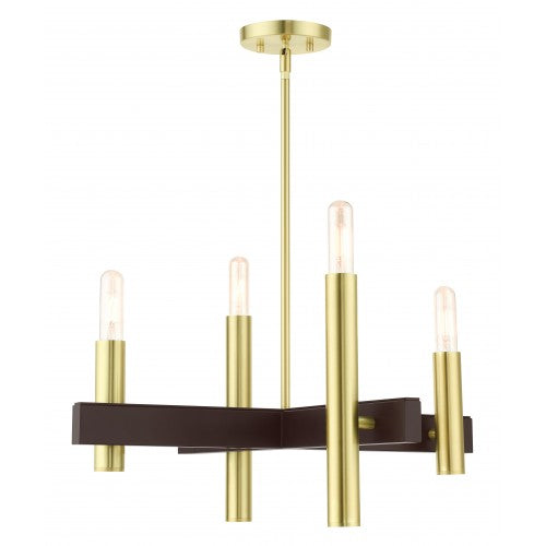 4 Light Satin Brass Chandelier Chandelier Livex
