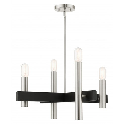 4 Light Brushed Nickel Chandelier Chandelier Livex