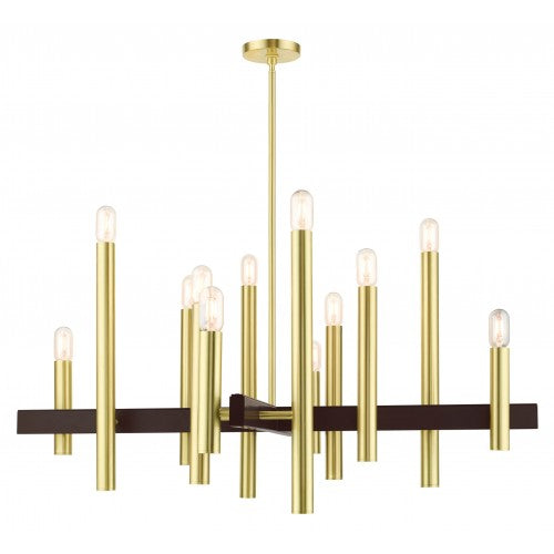 12 Light Satin Brass Chandelier Chandelier Livex