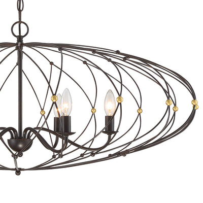 Zucca 6 Light English Bronze + Antique Gold Chandelier Chandelier Crystorama