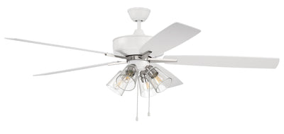 Antique Hardware 60" Super Pro 104 in White/Polished Nickel w/ White/Washed Oak Blades Ceiling Fan