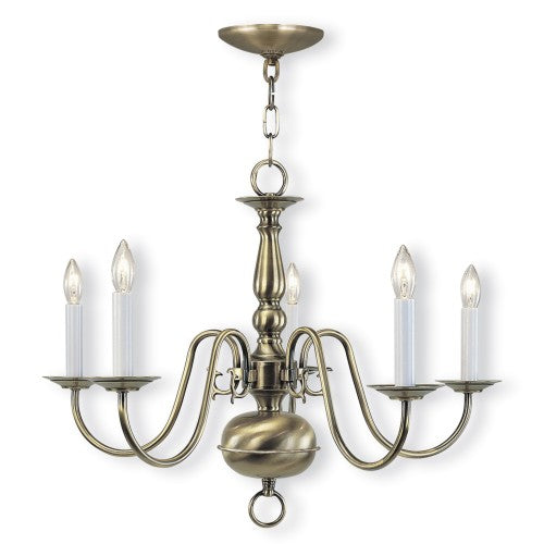 5 Light AB Chandelier Chandelier Livex
