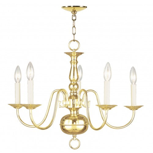 5 Light Polished Brass Chandelier Chandelier Livex