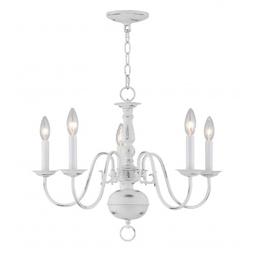 5 Light Antique White Chandelier Chandelier Livex