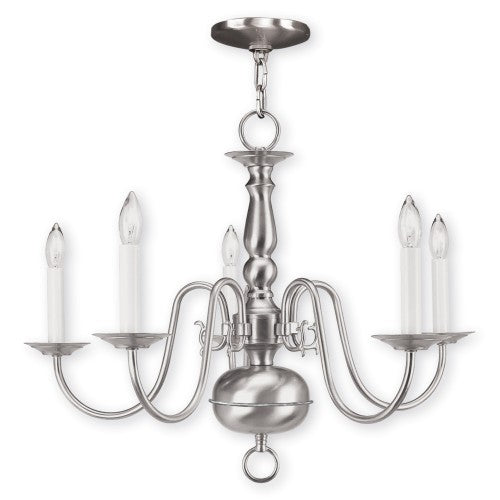 5 Light Brushed Nickel Chandelier Chandelier Livex