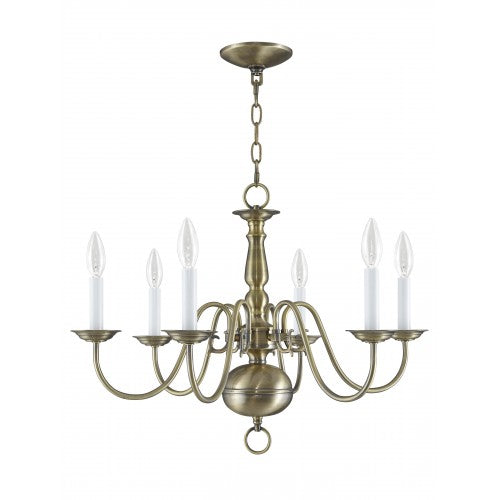 6 Light Antique Brass Chandelier Chandelier Livex