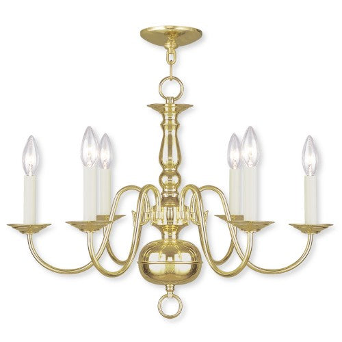 6 Light Polished Brass Chandelier Chandelier Livex