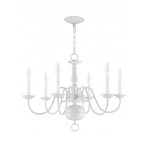 6 Light White Chandelier Chandelier Livex