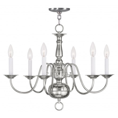 6 Light Polished Nickel Chandelier Chandelier Livex