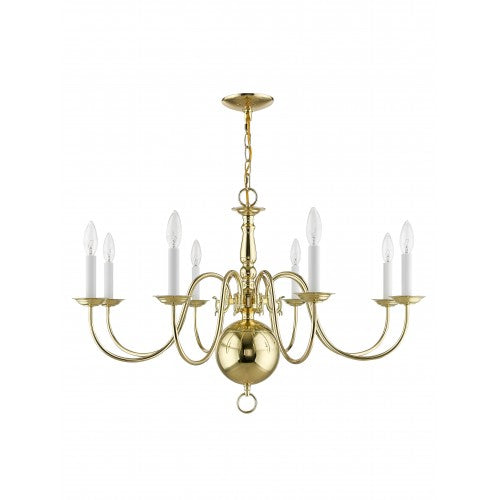 8 Light Polished Brass Chandelier Chandelier Livex