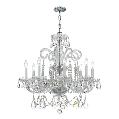 Traditional Crystal 8 Light Hand Cut Crystal Polished Chrome Chandelier Chandelier Crystorama