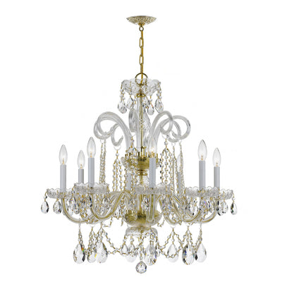 Traditional Crystal 8 Light Hand Cut Crystal Polished Brass Chandelier Chandelier Crystorama