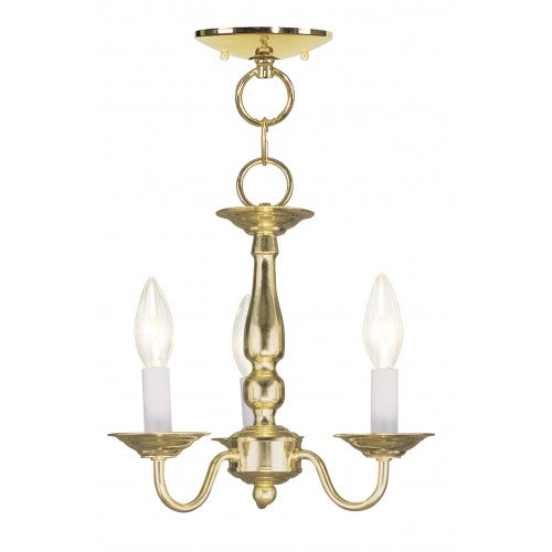 3 Light Polished Brass Chain Hang/Ceiling Mount Chandelier Livex