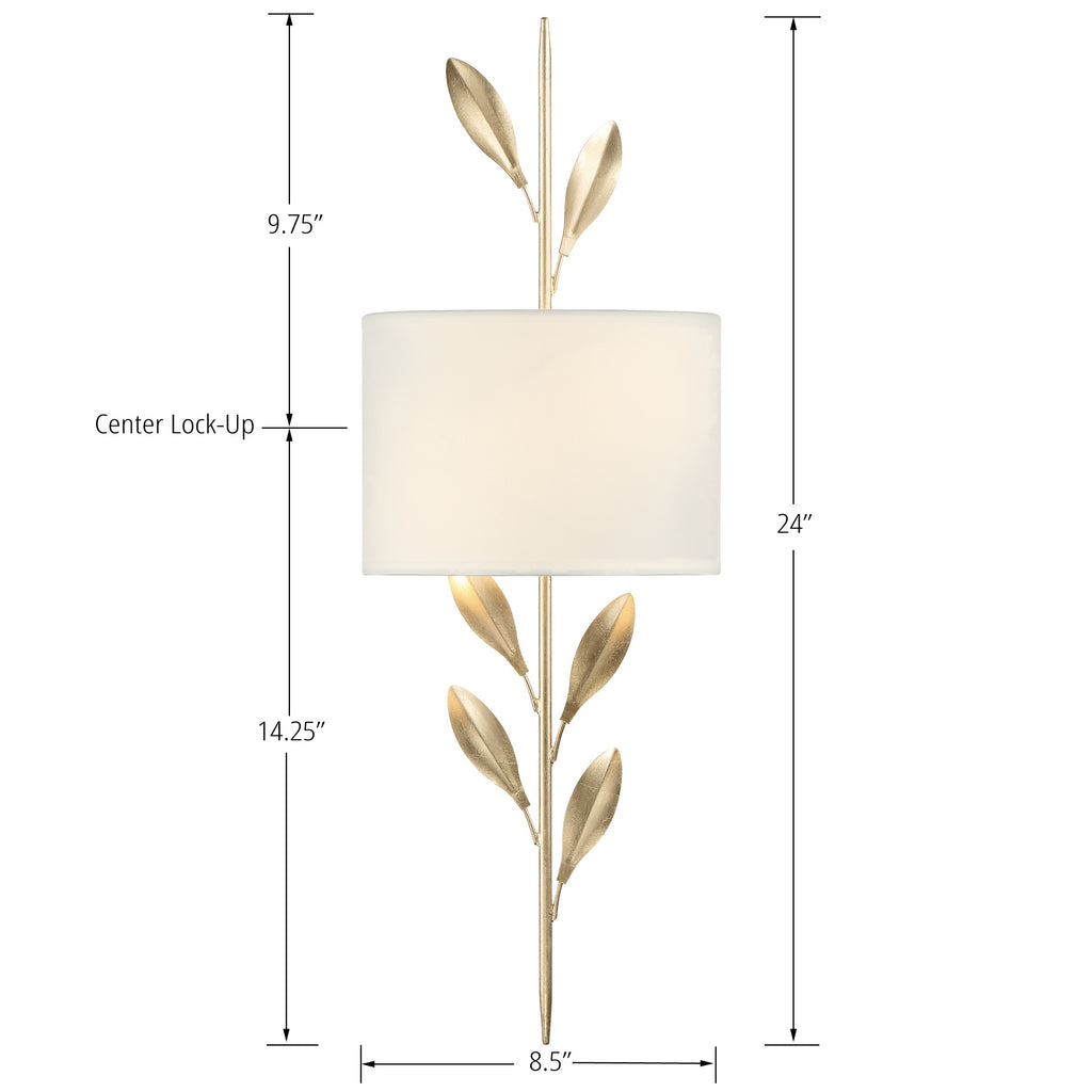 Broche 2 Light Antique Gold Sconce Wall Sconce Crystorama