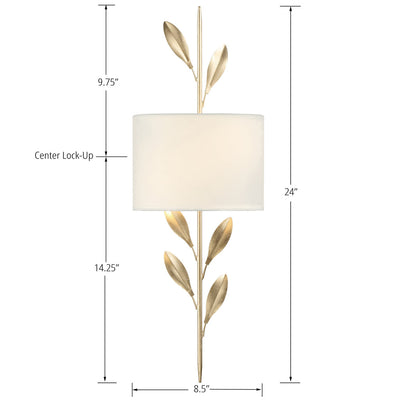 Broche 2 Light Antique Gold Sconce Wall Sconce Crystorama