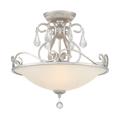 Ashton 3 Light Hand Cut Crystal Olde Silver Semi Flush Mount Semi Flush Crystorama