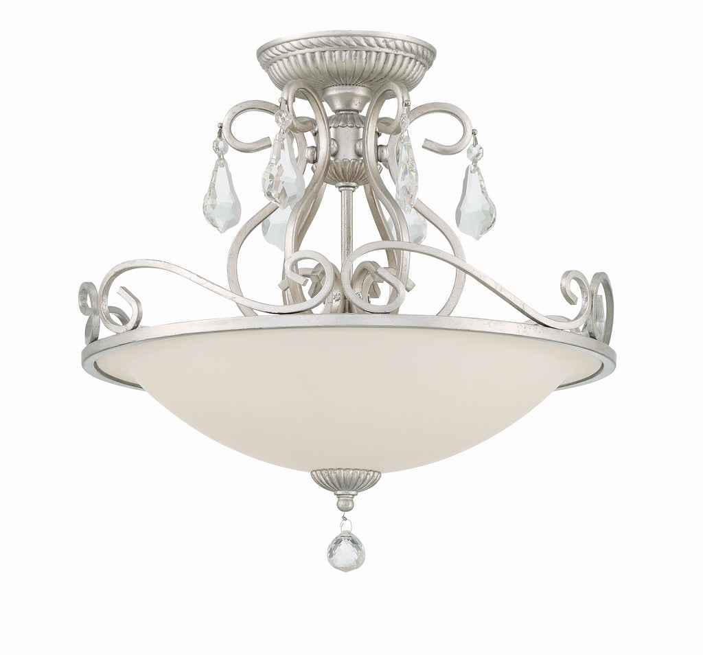 Ashton 3 Light Hand Cut Crystal Olde Silver Semi Flush Mount Semi Flush Crystorama