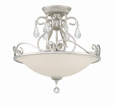 Ashton 3 Light Hand Cut Crystal Olde Silver Semi Flush Mount Semi Flush Crystorama