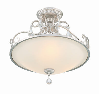 Ashton 3 Light Hand Cut Crystal Olde Silver Semi Flush Mount Semi Flush Crystorama