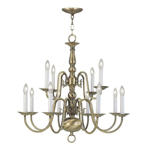 12 Light Antique Brass Chandelier Chandelier Livex
