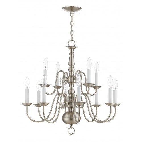 12 Light Brushed Nickel Chandelier Chandelier Livex