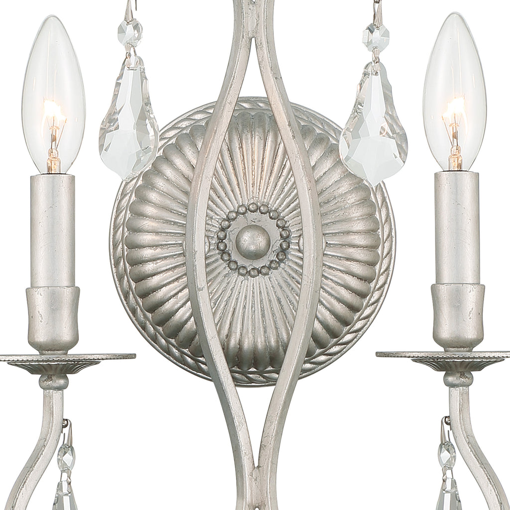 Ashton 2 Light Hand Cut Crystal Olde Silver Sconce Wall Sconce Crystorama