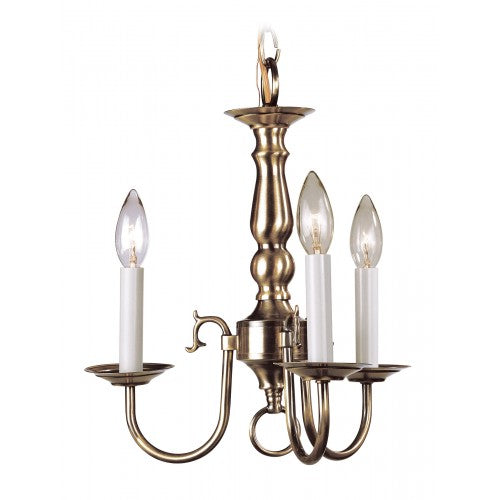 3 Light Antique Brass Convertible Chandelier Chandelier Livex