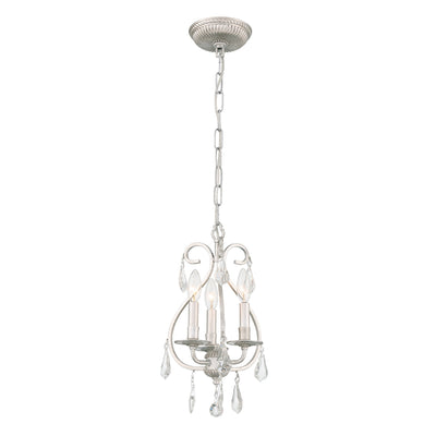 Ashton 3 Light Hand Cut Crystal Olde Silver Mini Chandelier Chandelier Crystorama