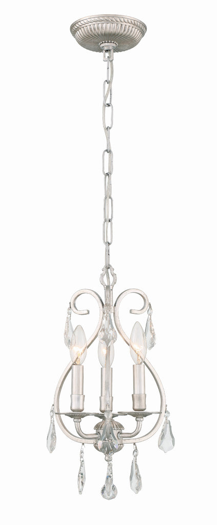 Ashton 3 Light Hand Cut Crystal Olde Silver Mini Chandelier Chandelier Crystorama