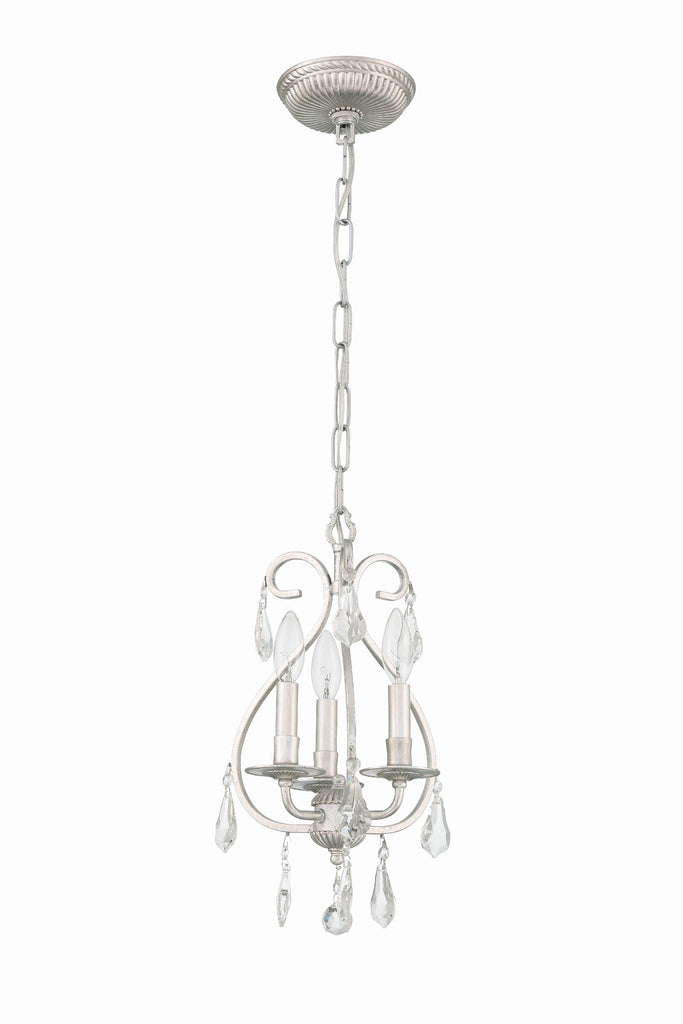 Ashton 3 Light Hand Cut Crystal Olde Silver Mini Chandelier Chandelier Crystorama