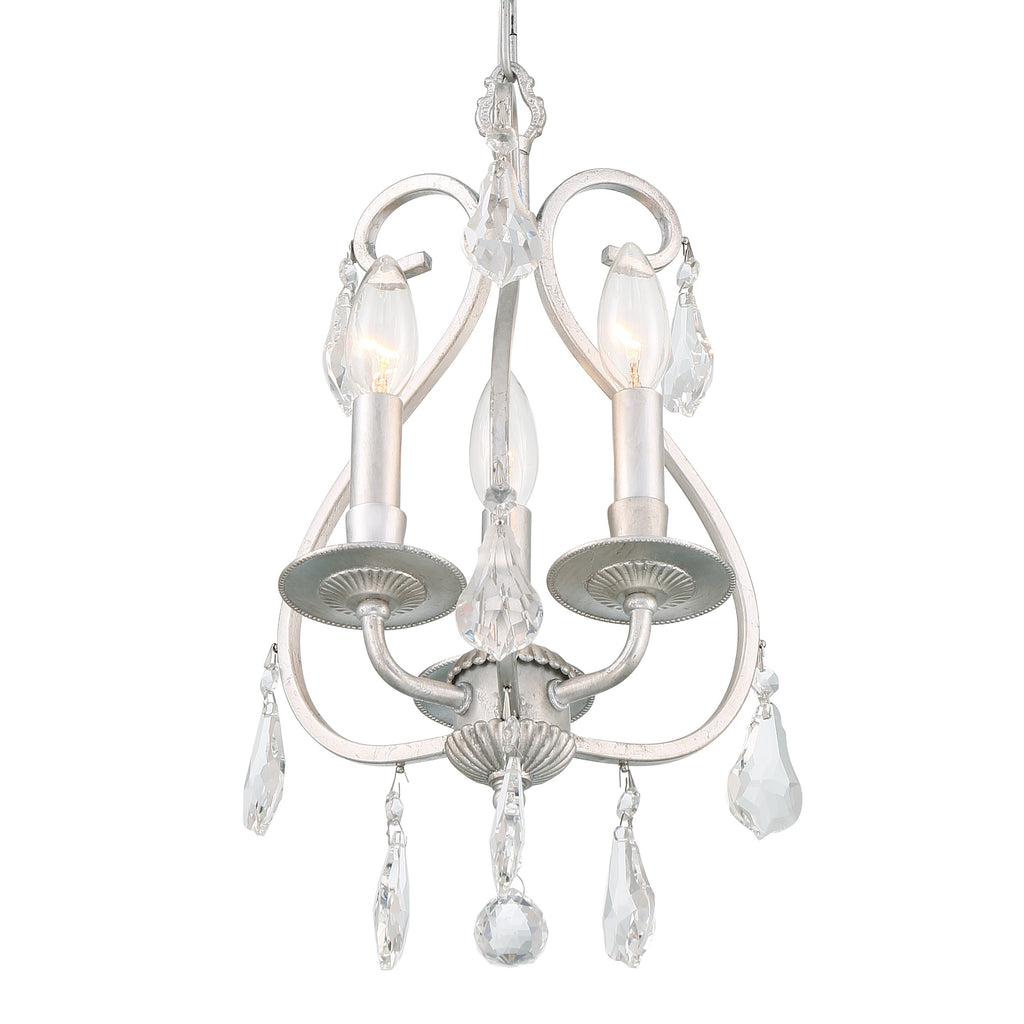 Ashton 3 Light Hand Cut Crystal Olde Silver Mini Chandelier Chandelier Crystorama