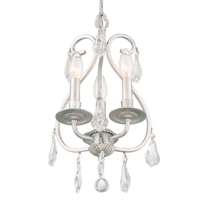 Ashton 3 Light Hand Cut Crystal Olde Silver Mini Chandelier Chandelier Crystorama