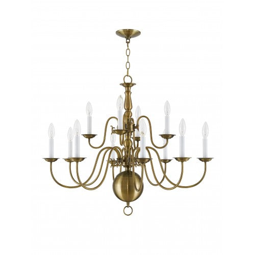 12 Light Antique Brass Chandelier Chandelier Livex