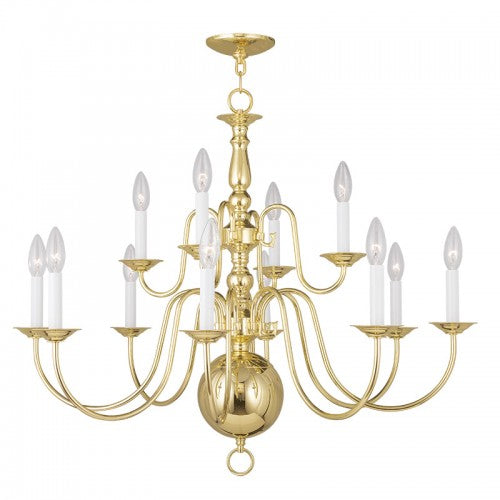12 Light Polished Brass Chandelier Chandelier Livex