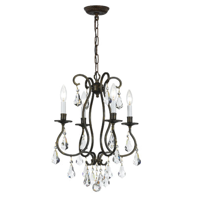 Ashton 4 Light Hand Cut Crystal English Bronze Mini Chandelier Chandelier Crystorama