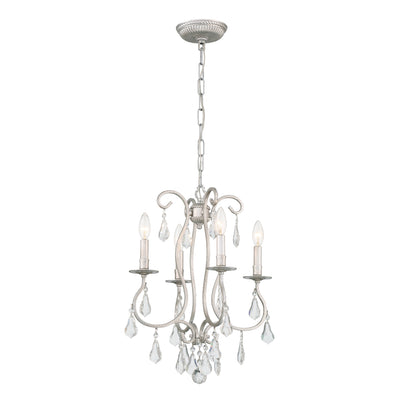 Ashton 4 Light Hand Cut Crystal Olde Silver Mini Chandelier Chandelier Crystorama