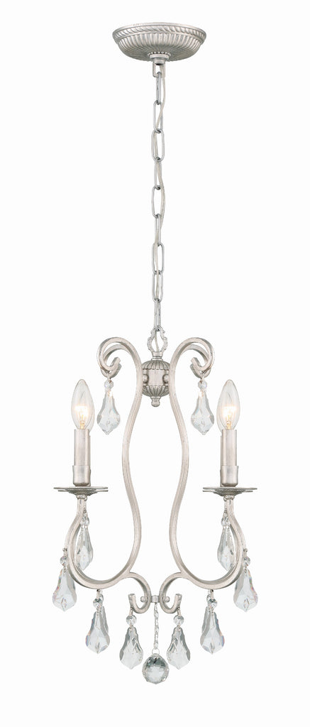 Ashton 4 Light Hand Cut Crystal Olde Silver Mini Chandelier Chandelier Crystorama