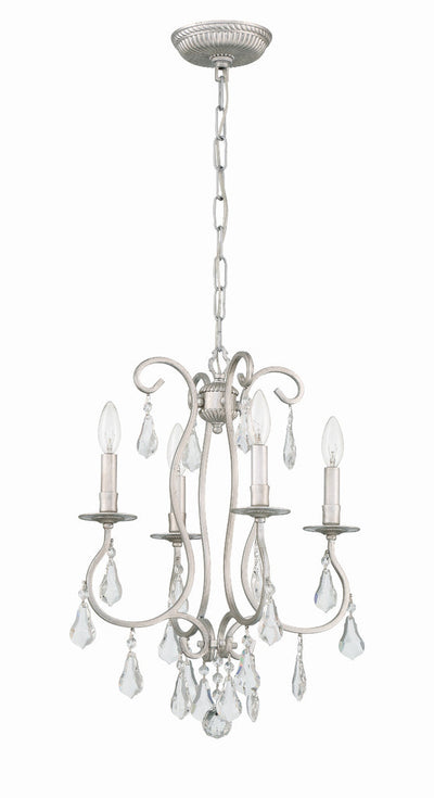 Ashton 4 Light Hand Cut Crystal Olde Silver Mini Chandelier Chandelier Crystorama