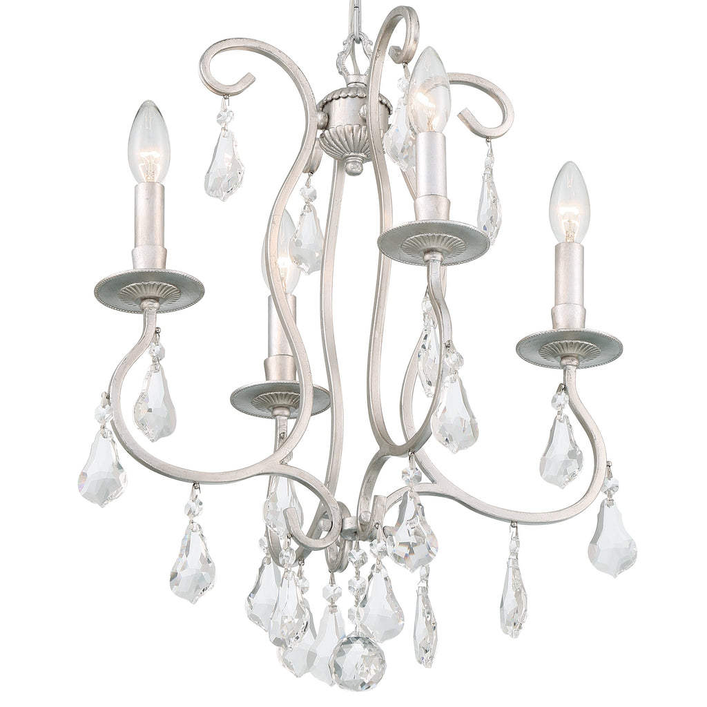 Ashton 4 Light Hand Cut Crystal Olde Silver Mini Chandelier Chandelier Crystorama