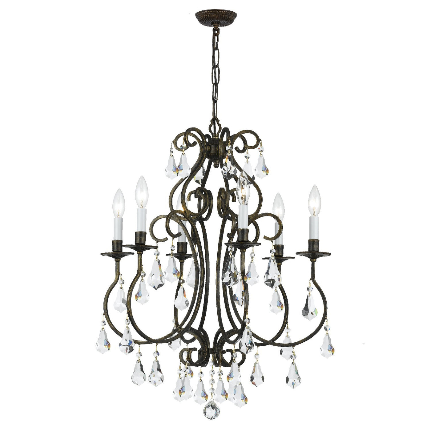 Ashton 6 Light Hand Cut Crystal English Bronze Chandelier Chandelier Crystorama