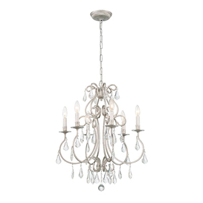 Ashton 6 Light Hand Cut Crystal Olde Silver Chandelier Chandelier Crystorama