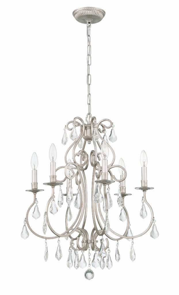 Ashton 6 Light Hand Cut Crystal Olde Silver Chandelier Chandelier Crystorama