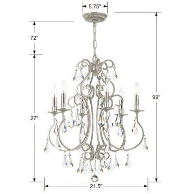 Ashton 6 Light Hand Cut Crystal Olde Silver Chandelier Chandelier Crystorama