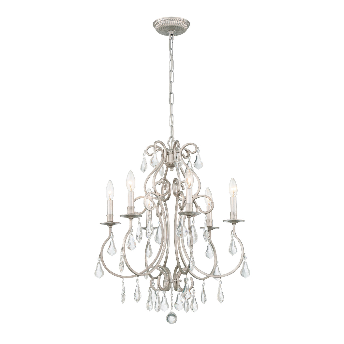 Ashton 6 Light Swarovski Strass Crystal Olde Silver Chandelier Chandelier Crystorama