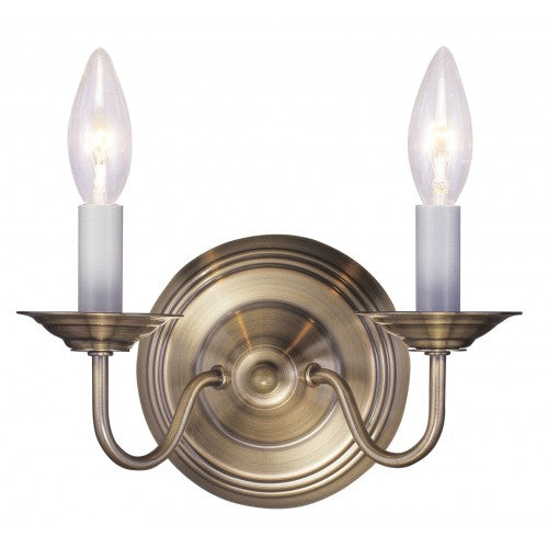 2 Light Antique Brass Wall Sconce Wall Sconce Livex