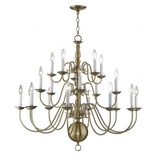 20 Light Antique Brass Foyer Chandelier Chandelier Livex