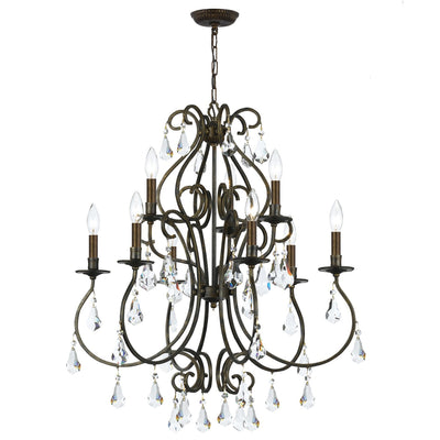 Ashton 9 Light Hand Cut Crystal English Bronze Chandelier Chandelier Crystorama