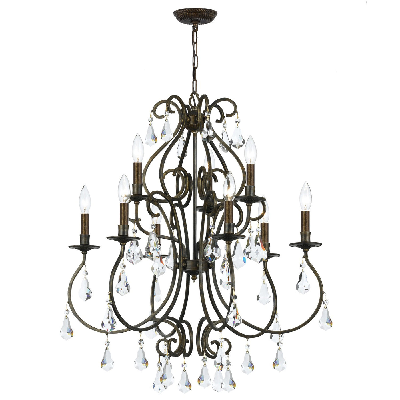 Ashton 9 Light Swarovski Strass Crystal English Bronze Chandelier Chandelier Crystorama