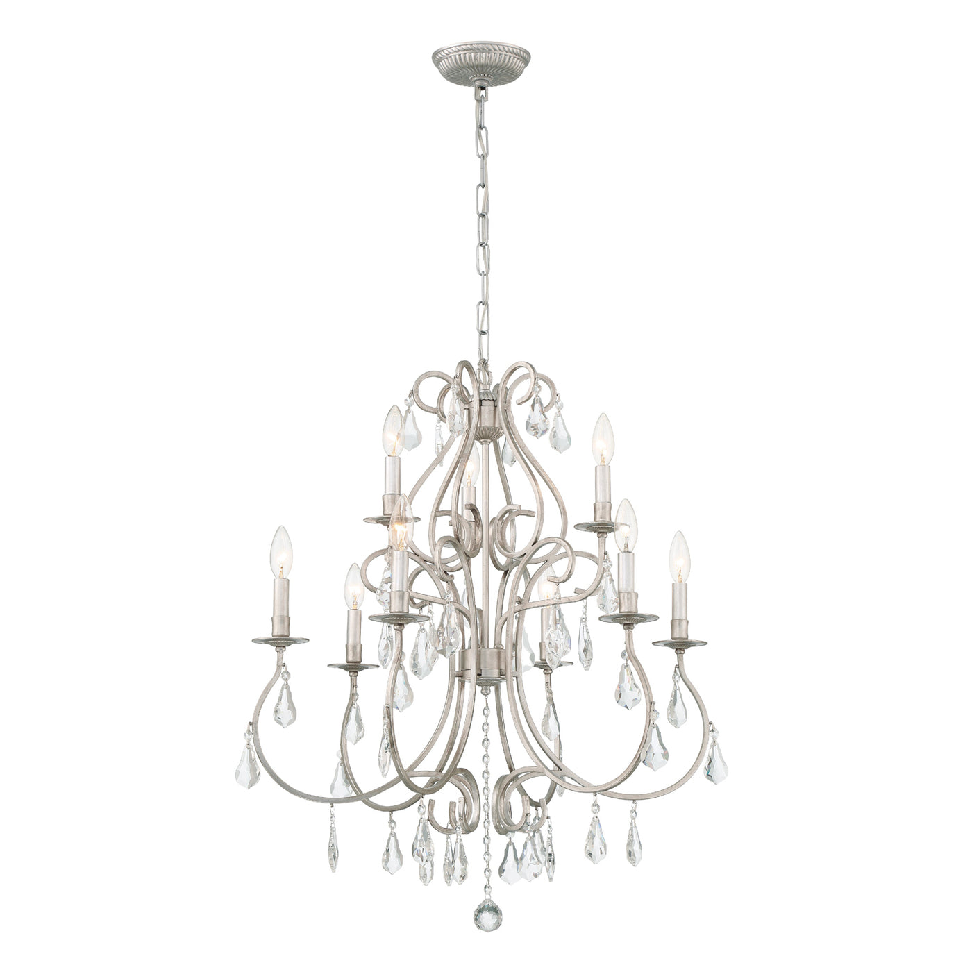 Ashton 9 Light Hand Cut Crystal Olde Silver Chandelier Chandelier Crystorama