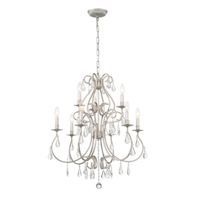 Ashton 9 Light Hand Cut Crystal Olde Silver Chandelier Chandelier Crystorama